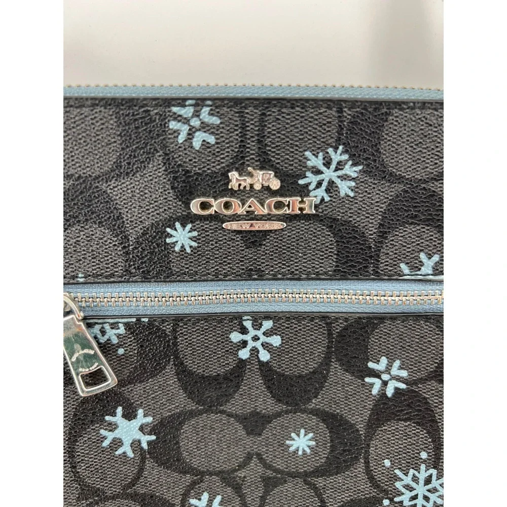 Coach Rowan File Bag Signature Canvas Snowflake Print Black Blue CF285 Crossbody